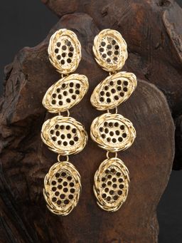 E2O - Gold Plated Stones Crafted Contemporary Drop Earring