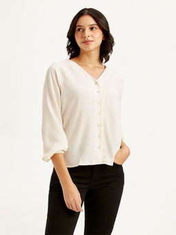 Levi's - Off White Solid Regular Fit Top