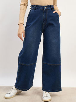 Styli - Blue Solid Loose Fit Jeans