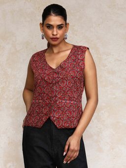 Varanga - Women Printed V Neck short top