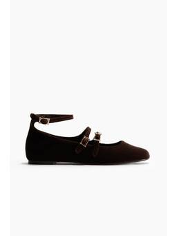 H&M - Women Brown Velvet Ballet Flats