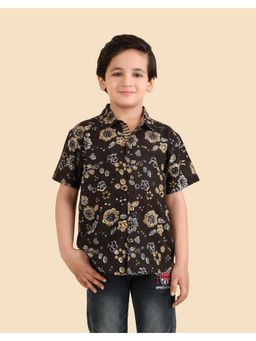 Fabindia - Black Cotton Dabu Printed Shirt
