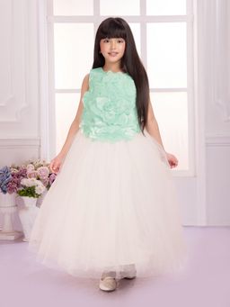 Tiny Kingdom - Net Woven Sleeveless Floral Designed Gown