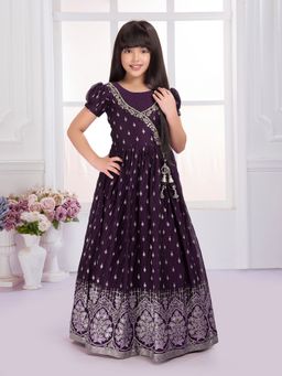 Tiny Kingdom - Woven Half Sleeves Floral Printed Designed Gown