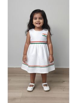 Aarika - White Embroidery Cotton Republic Day/Independence Day Frock