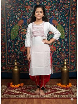 Aarika - White Tribal Print Cotton Blend Kurta