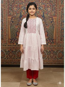 Aarika - White Embroidery Bandhani Cotton Blend Kurta