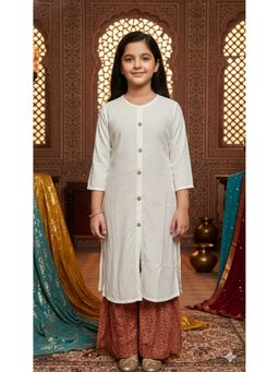 Aarika - White Solid Cotton Blend Kurta