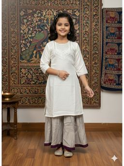 Aarika - White Embroidery Sequin Cotton Blend Kurta