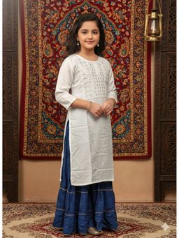 Aarika - White Sequin Embroidery Cotton Blend Kurta