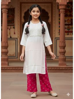 Aarika - White Sequin Embroidery Cotton Blend Kurta