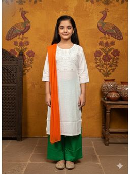 Aarika - White Sequin Embroidery Cotton Blend Kurta