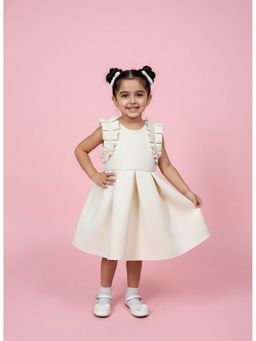 The Magic Wand - Off White Pleated Scuba Party Dress