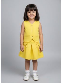 The Magic Wand - Yellow Top and Pleated Skirt with Bow Applique