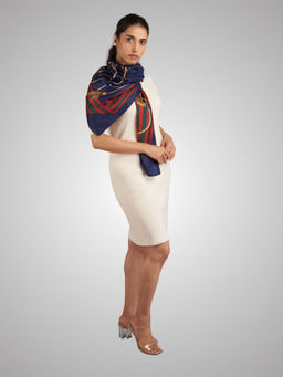 The Tie Hub - Navy Blue Rope Chain Patterned Women Scarf