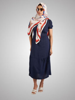 The Tie Hub - White With Pink Sailing Ship Schooner Printed Women Scarf