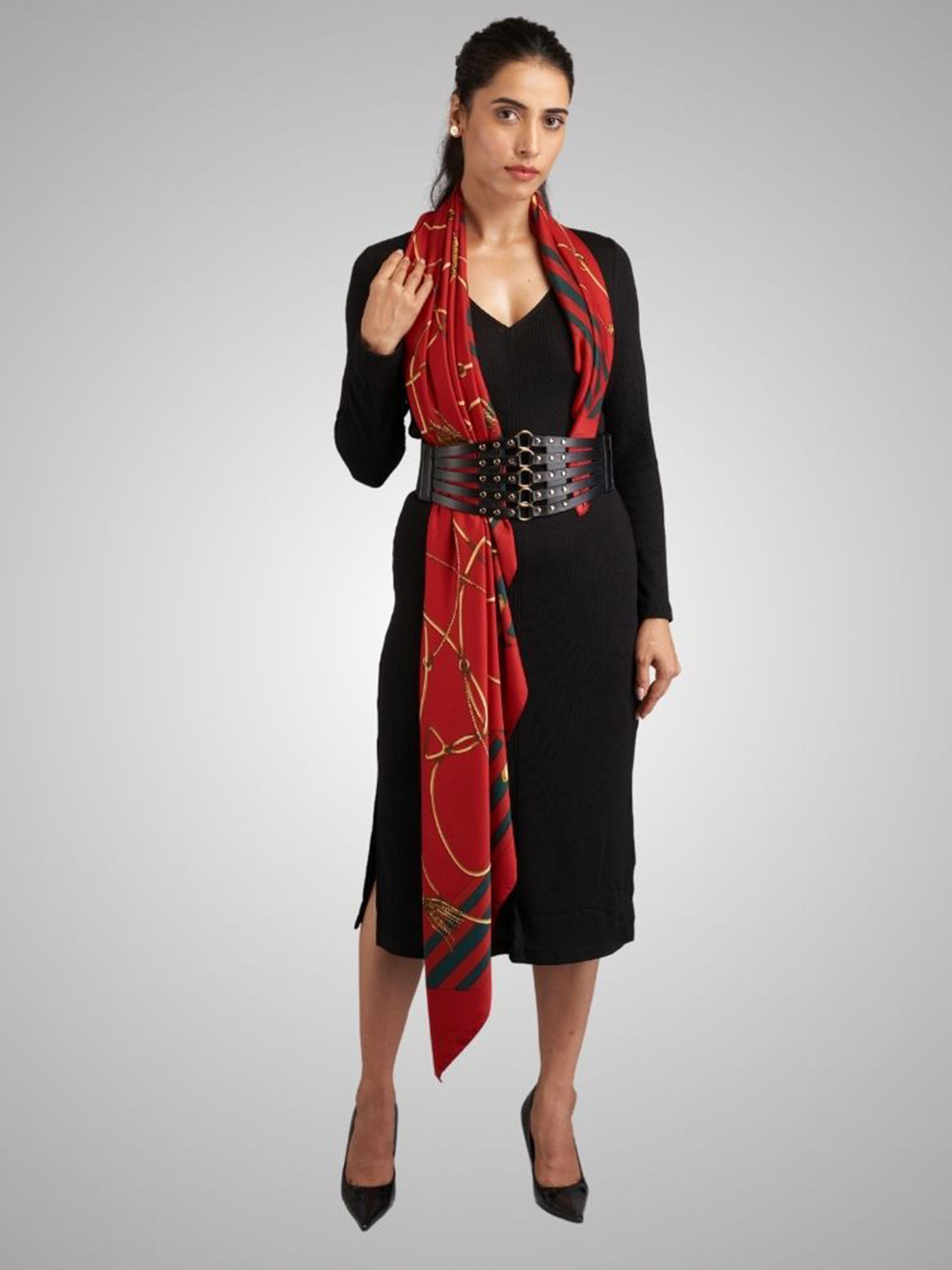 Red Rope Chain Printed Women Scarf-picture-32