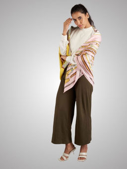 The Tie Hub - Yellow With Pink Cannes Stick Printed Women Scarf