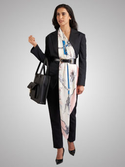 The Tie Hub - White With Pink Selling Ship Printed Women Scarf