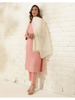 Fabindia - Off White Cotton Silk Chikankari Stole