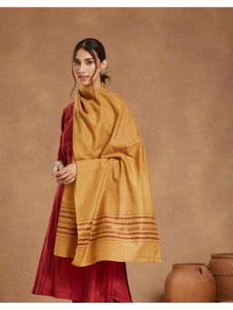 Fabindia - Mustard Cotton Silk Blend Hand Woven Stole