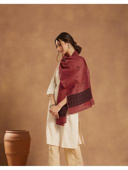 Fabindia - Maroon Cotton Silk Woven Stole