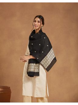 Fabindia - Black Cotton Silk Woven Stole