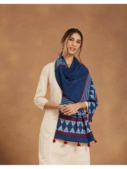 Fabindia - Indigo Cotton Embroidered Applique Stole