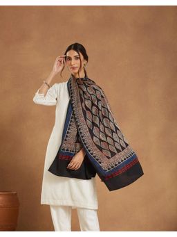 Fabindia - Black Viscose Blend Ajrakh Printed Stole