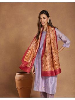 Fabindia - Red Silk Hand Block Printed Stole