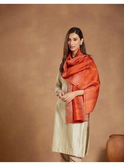 Fabindia - Orange Silk Hand Woven Stole