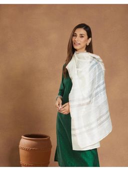 Fabindia - Off White Silk Hand Woven Stole