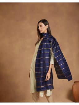 Fabindia - Navy Silk Blend Hand Woven Stole
