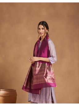 Fabindia - Purple Viscose Blend Banarsi Stole