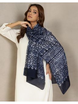 Fabindia - Indigo Cotton Silk Printed Stoles
