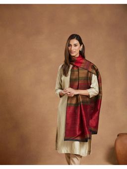Fabindia - Maroon Silk Hand Woven Stole
