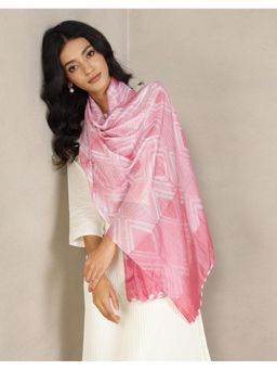 Fabindia - Pink Silk Printed Stole