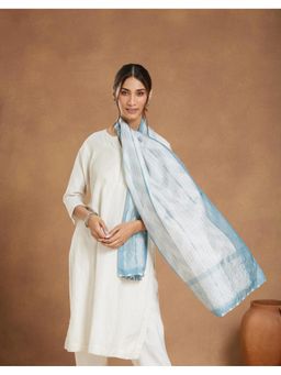 Fabindia - Light Blue Silk Printed Stole