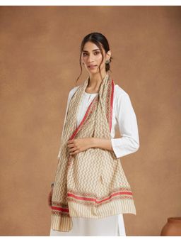 Fabindia - Red Cotton Hand Block Printed Stole