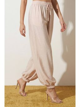 Elleven - Women Beige Rayon Plain Pant