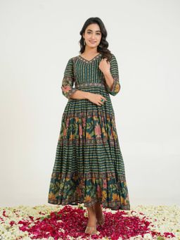 Autumnlane - Women Green Cotton Printed Dress