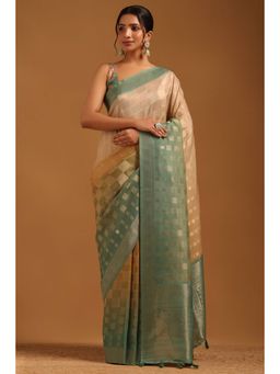 Soch - Women Green Tussar Tassels Saree with Unstitched Blouse Piece