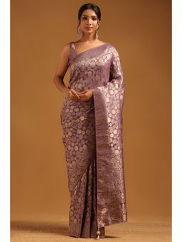 Soch - Women Lavender Silk Zari Saree with Unstitched Blouse Piece