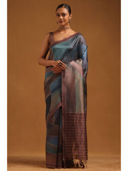 Soch - Women Multi-Color Tussar Tassels Saree with Unstitched Blouse Piece