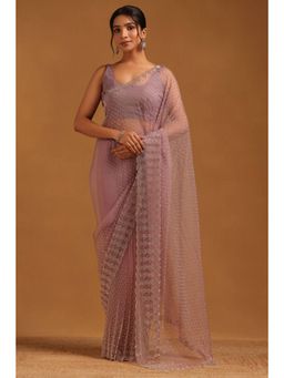 Soch - Women Lavender Organza Embellished/Sequined Saree with Unstitched Blouse Piece