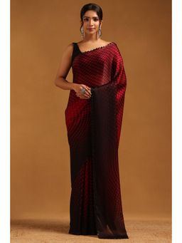 Soch - Women Pink Organza Beads and Stones Saree with Unstitched Blouse Piece