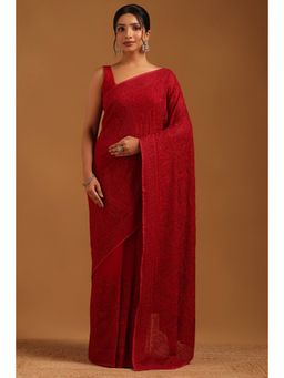 Soch - Women Pink Georgette Embellished/Sequined Saree with Unstitched Blouse Piece