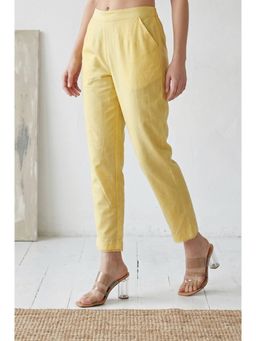 W - Yellow Viscose Plain Pant