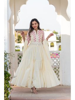 Kohsh - Tiered Cotton Suit With Dupatta (Set of 3)