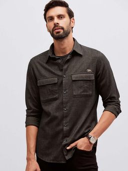 Andamen - Casual Men Black Regular Fit Overshirt